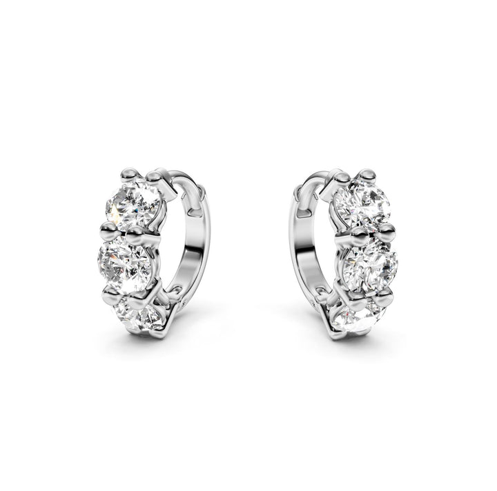 1.33 ct Round Cut Hoop Prong Hinged Diamond Earrings VS1 D White Gold 14k — product image