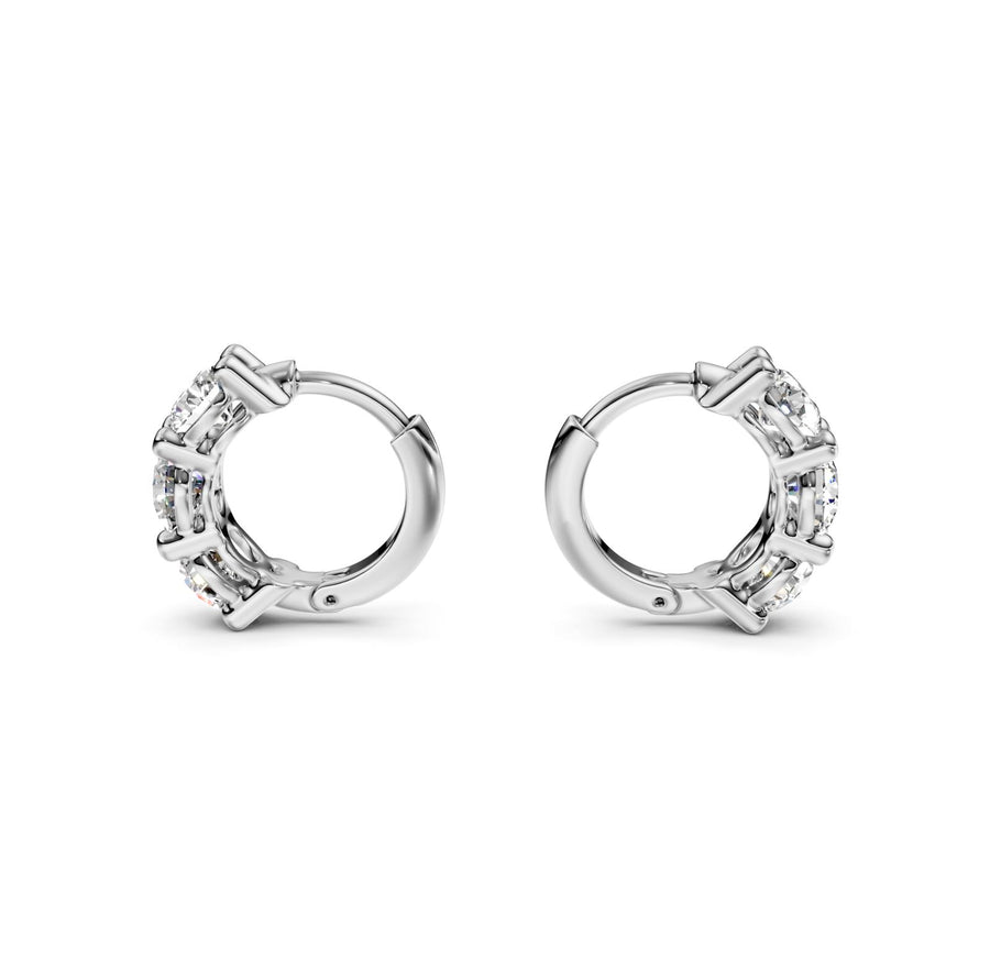 1.33 ct Round Cut Hoop Prong Hinged Diamond Earrings VS1 D White Gold 14k
