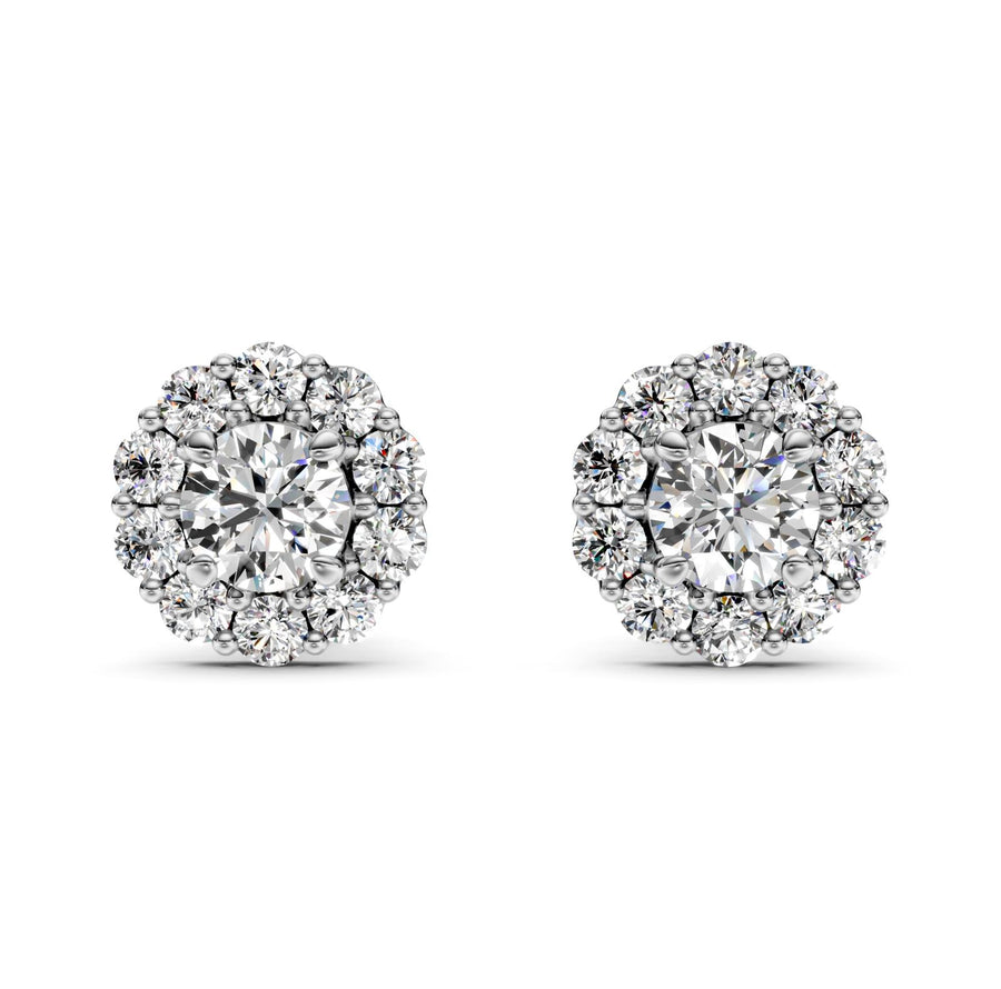 1.4 ct Round Cut Stud Prong Butterfly Diamond Earrings VS1 D White Gold 14k