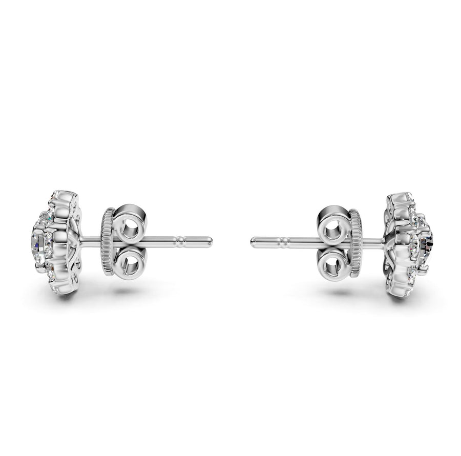 1.4 ct Round Cut Stud Prong Butterfly Diamond Earrings VS1 D White Gold 14k