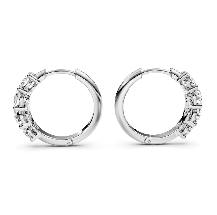 1.47 ct Round Cut Hoop Prong Hinged Diamond Earrings VS1 D White Gold 14k