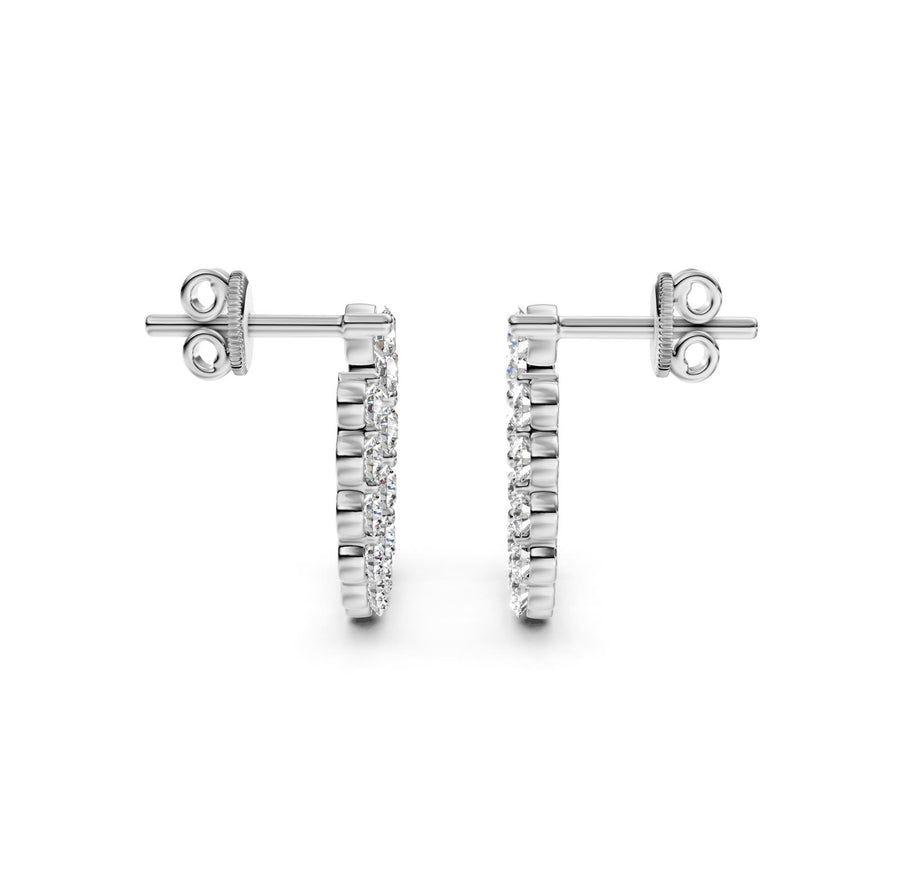 1.77 ct Round Cut Hoop Prong Butterfly Diamond Earrings VS1 D White Gold 14k