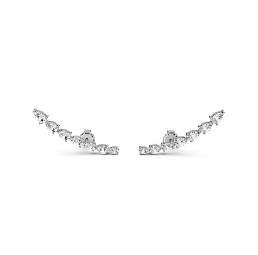 1.79 ct Pear Cut Climber Prong Butterfly Diamond Earrings VS1 D White Gold 14k