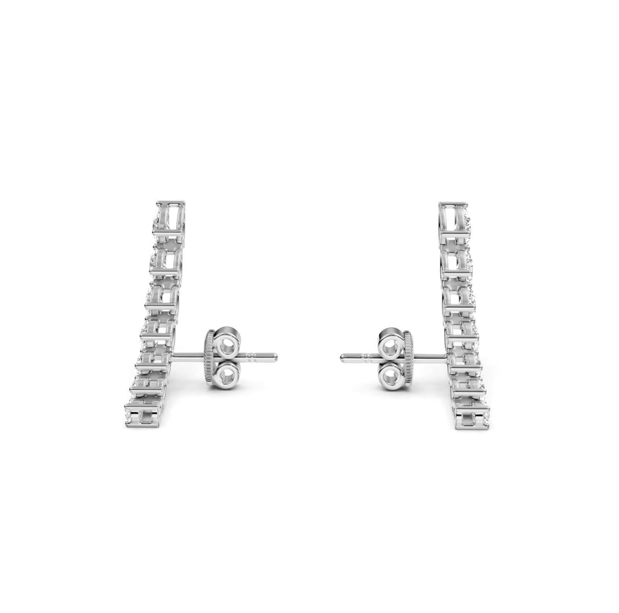 1.79 ct Pear Cut Climber Prong Butterfly Diamond Earrings VS1 D White Gold 14k