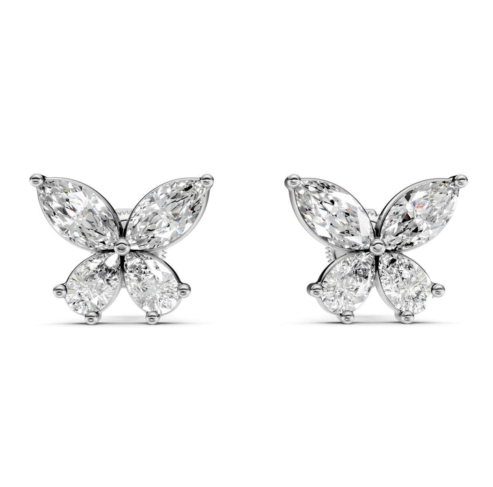1.94 ct Marquise Pear Cut Stud Cluster Diamond Earrings VS1 D White Gold 14k — product image