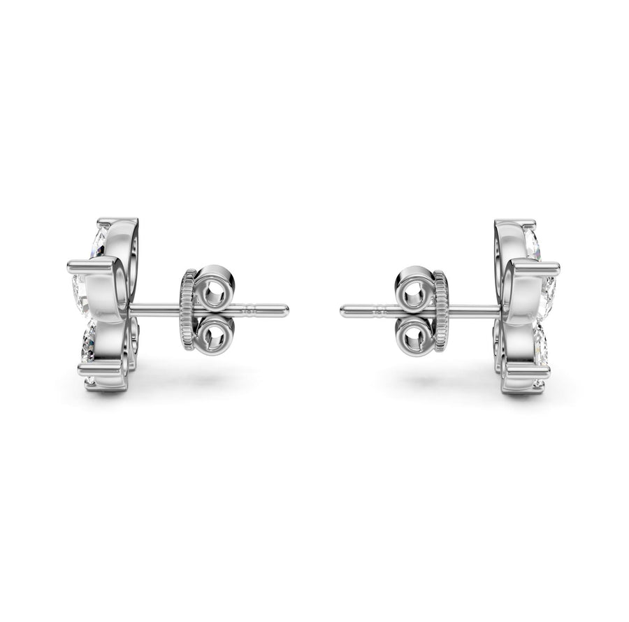1.94 ct Marquise Pear Cut Stud Cluster Diamond Earrings VS1 D White Gold 14k