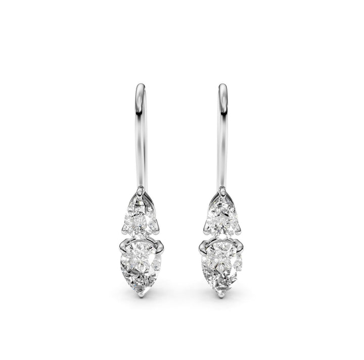 1.95 ct Pear Cut Dangle/Drop Prong Diamond Earrings VS1 D White Gold 14k — product image