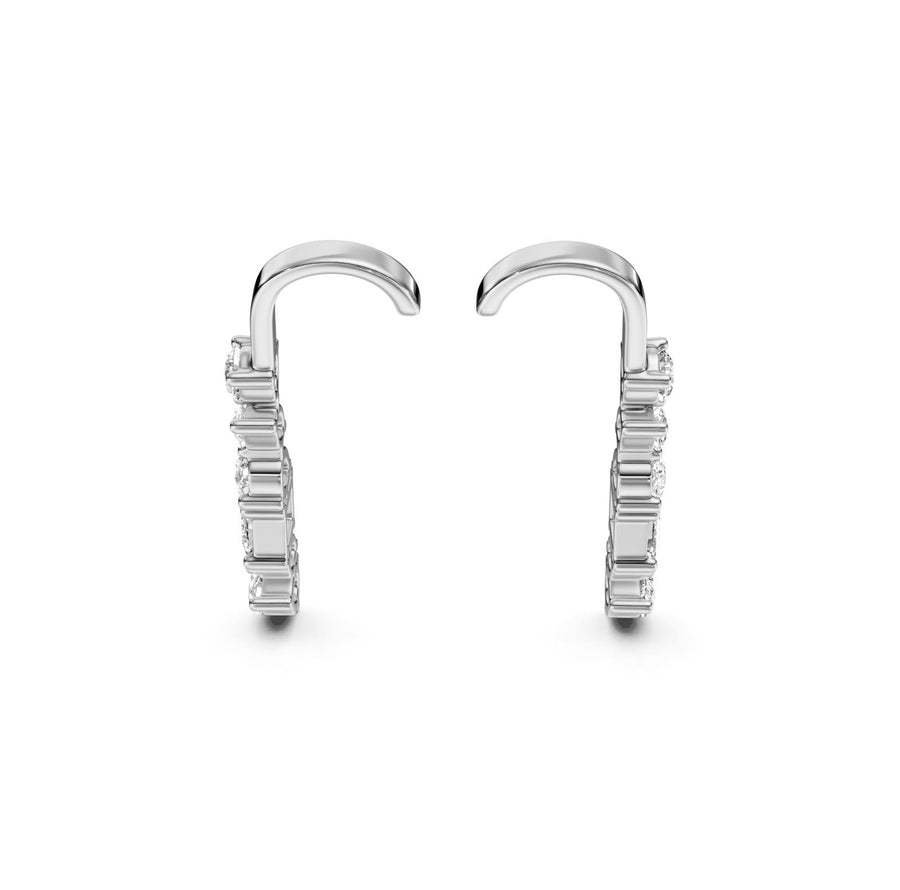 1.95 ct Round Marquise Radiant Pear Cut Cuff Prong Diamond Earrings VS1 D