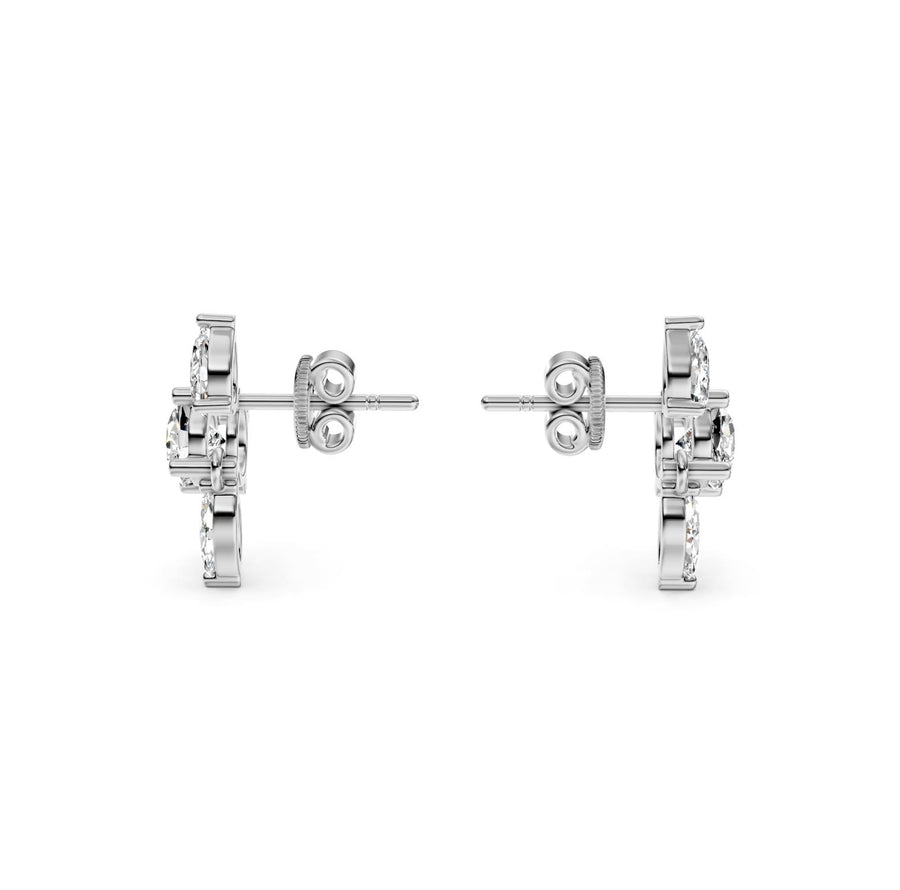 2.15 ct Round Marquise Pear Cut Dangle/Drop Prong Diamond Earrings VS1 D