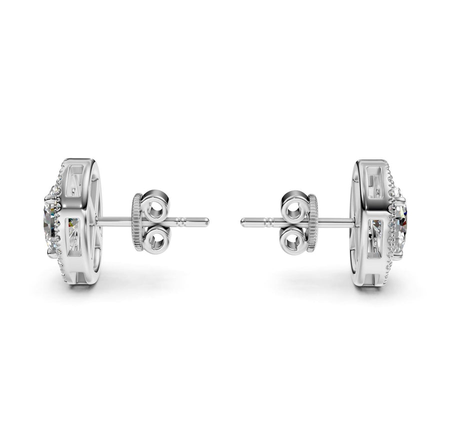 2.5 ct Oval Round Cut Stud Solitaire Diamond Earrings VS1 D White Gold 14k
