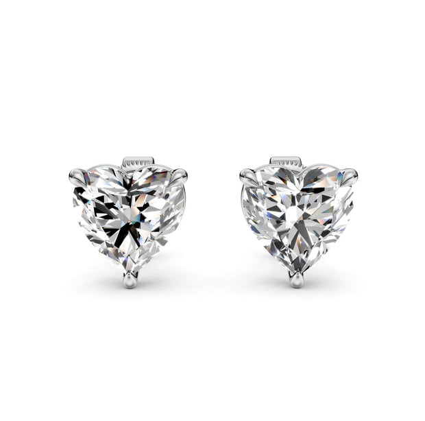 3 ct Heart Cut Stud Solitaire Butterfly Diamond Earrings VS1 D White Gold 14k