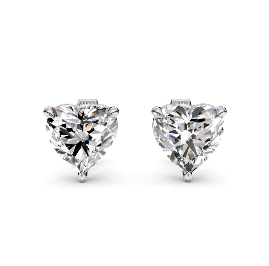 3 ct Heart Cut Stud Solitaire Butterfly Diamond Earrings VS1 D White Gold 14k