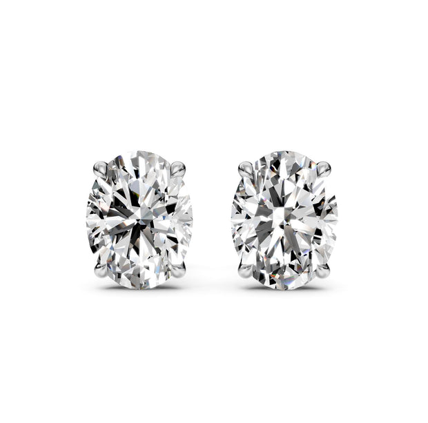 3 ct Oval Cut Stud Solitaire Butterfly Diamond Earrings VS1 D White Gold 14k