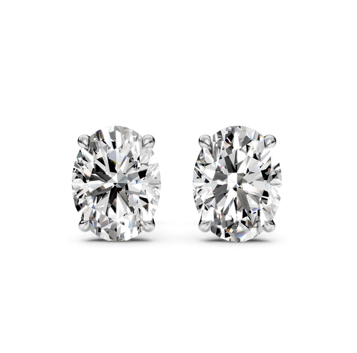 3 ct Oval Cut Stud Solitaire Butterfly Diamond Earrings VS1 D White Gold 14k — product image