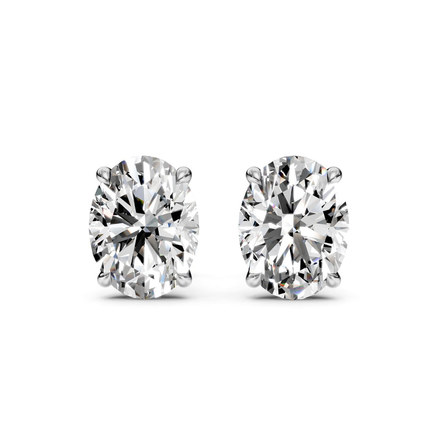 3 ct Oval Cut Stud Solitaire Butterfly Diamond Earrings VS1 D White Gold 14k