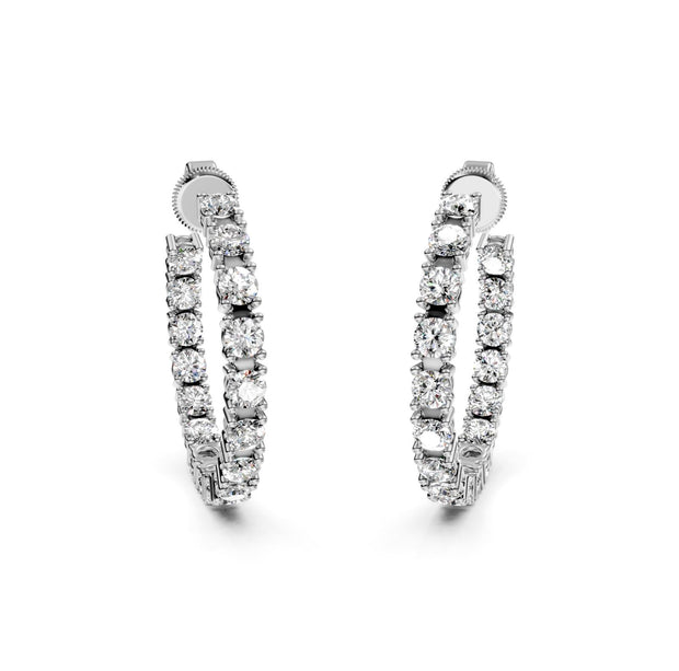 3.28 ct Round Cut Hoop Prong Butterfly Diamond Earrings VS1 D White Gold 14k