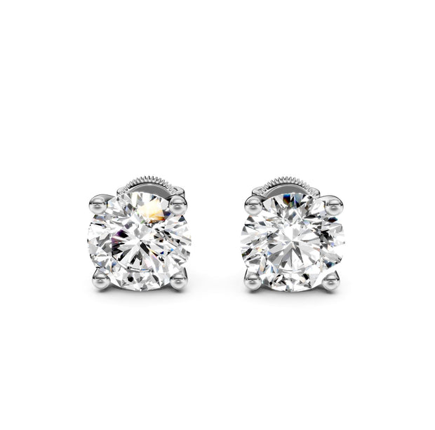 4 ct Round Cut Stud Solitaire Butterfly Diamond Earrings VS1 D White Gold 14k