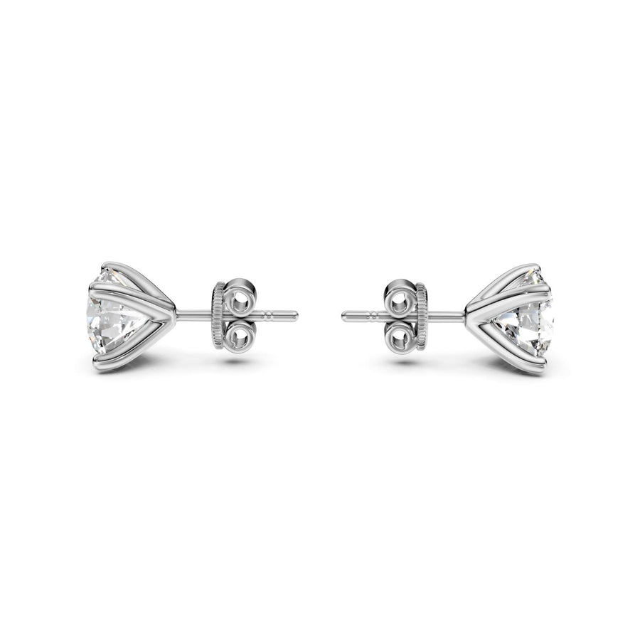 4 ct Round Cut Stud Solitaire Butterfly Diamond Earrings VS1 D White Gold 14k