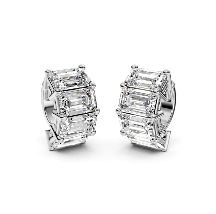 5.69 ct Emerald Cut Hoop Prong Hinged Diamond Earrings VS1 D White Gold 14k — product image