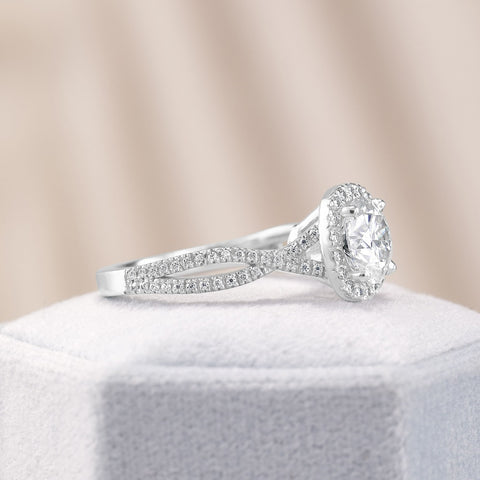 Eliana 2.37 ct Lab Grown Round Cut Halo Pave Diamond Engagement Ring