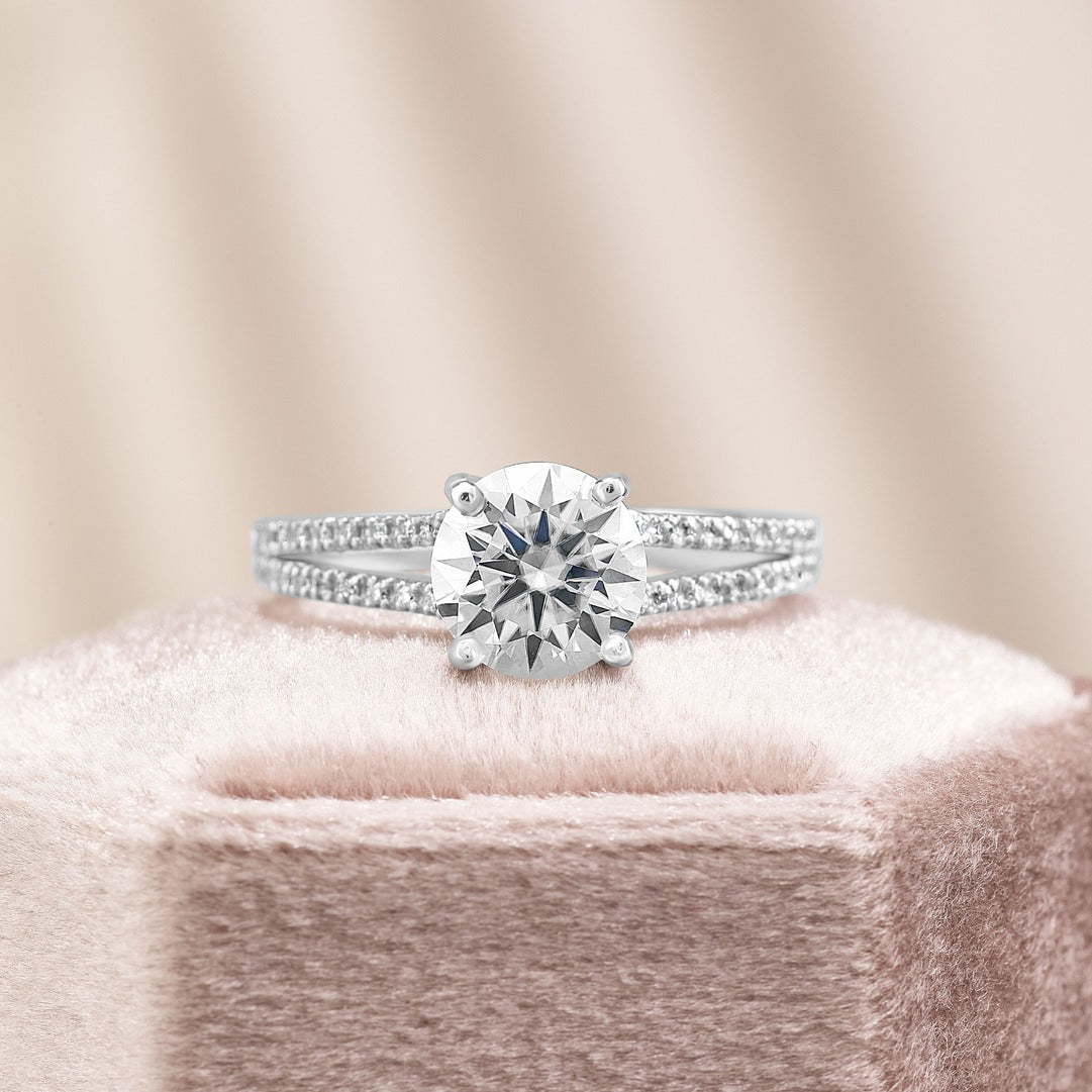 Gabriella 1.72 ct Lab Grown Round Cut Pave 4 Prong Diamond Engagement Ring