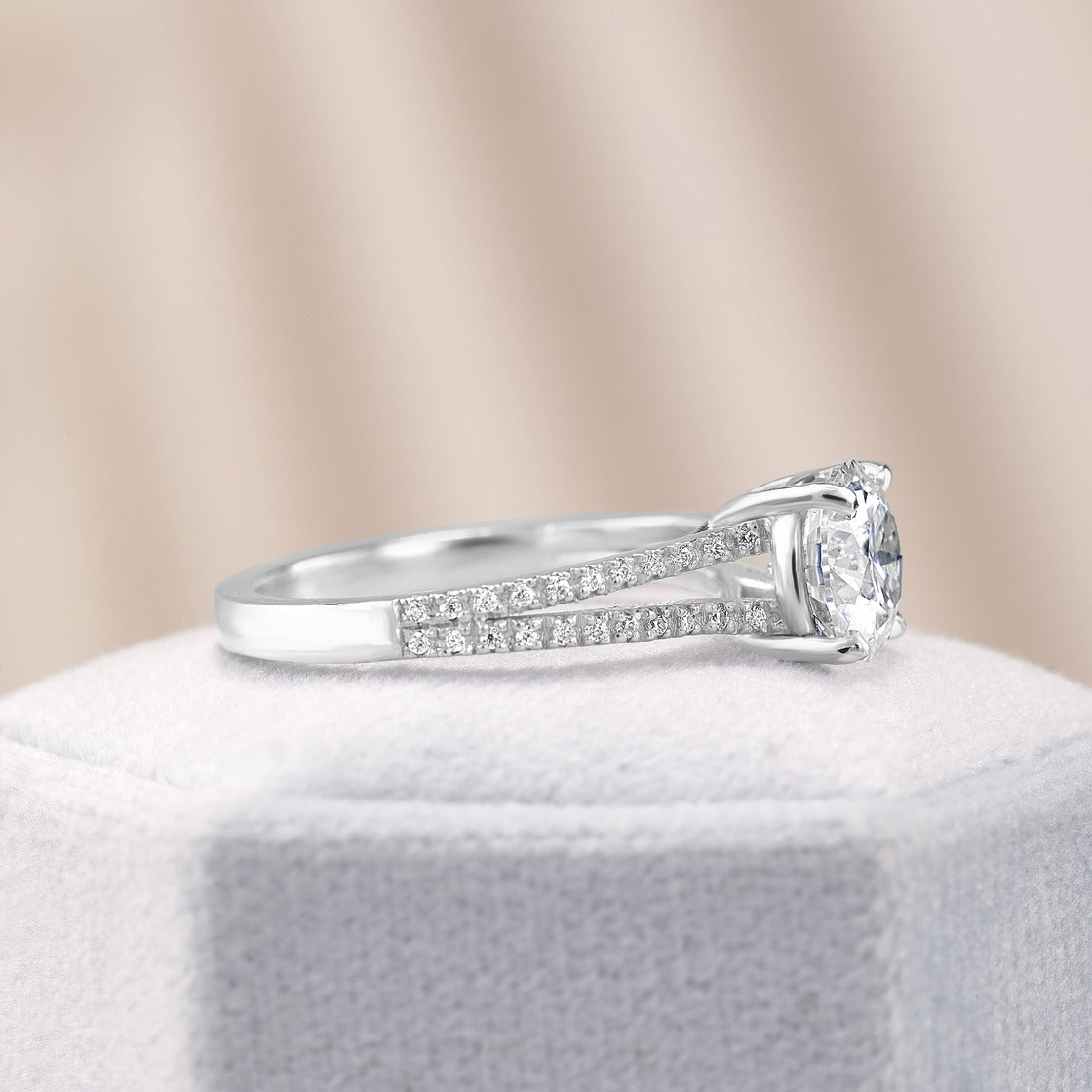Gabriella 2.72 ct Lab Grown Round Cut Pave 4 Prong Diamond Engagement Ring