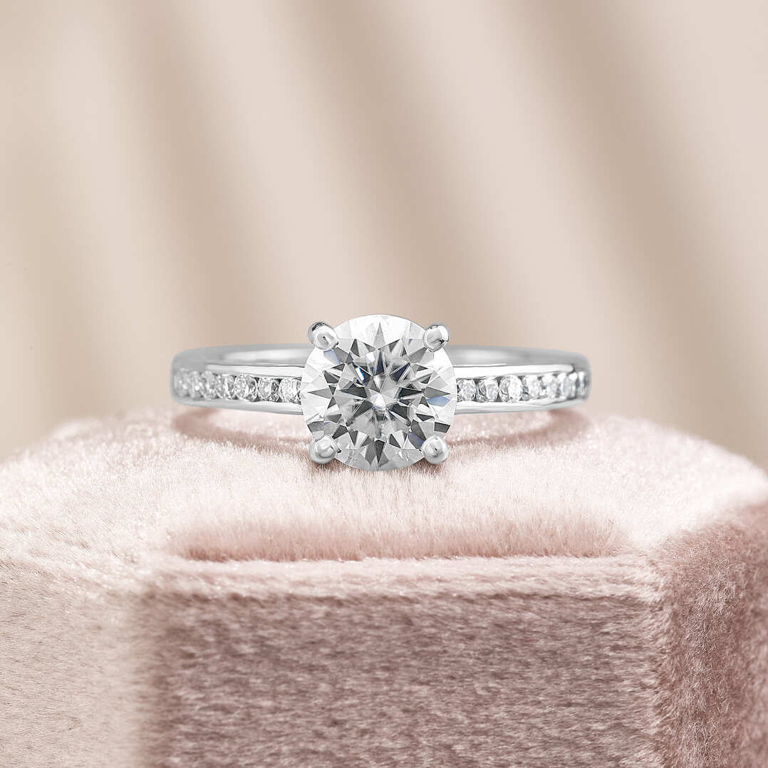 Emilia 3.28 ct Lab Grown Round Cut Channel Set Diamond Engagement Ring