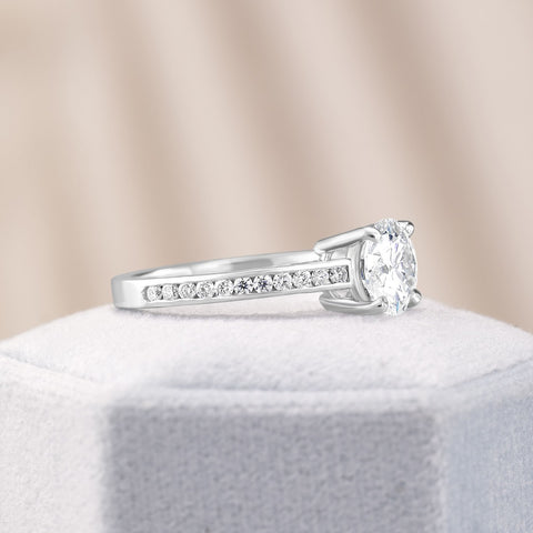 Emilia 1.78 ct Lab Grown Round Cut Channel Set Diamond Engagement Ring