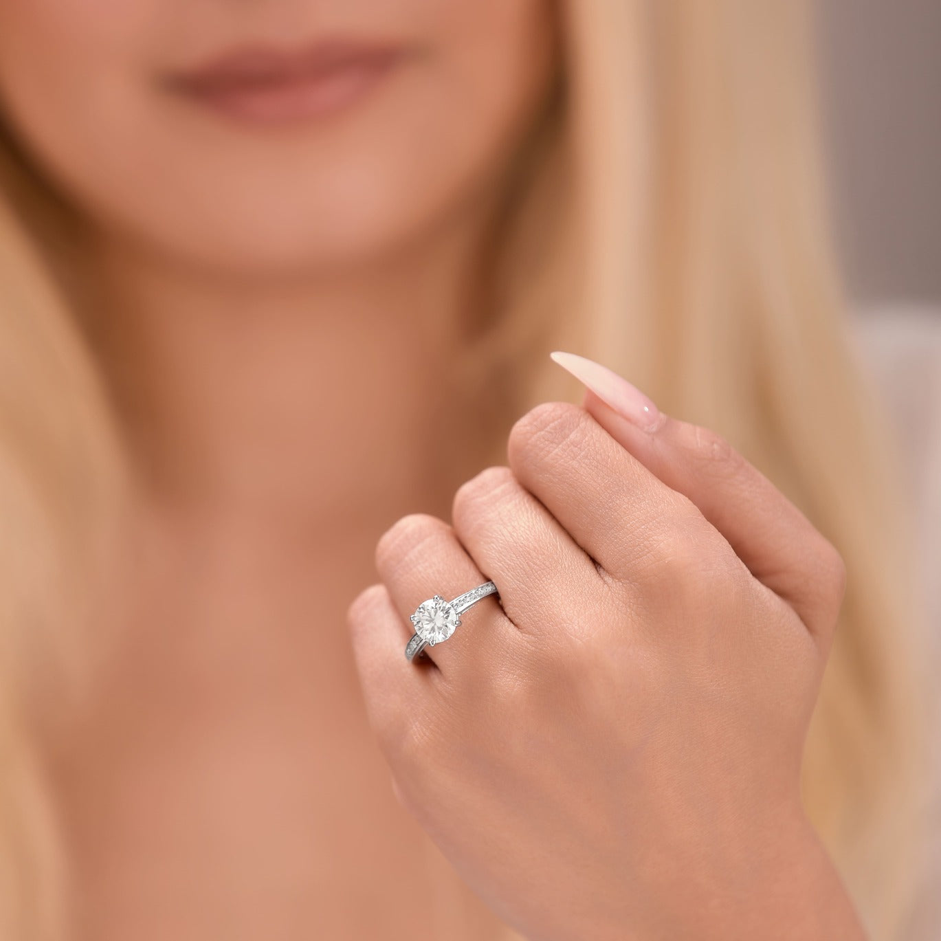 Emilia 1.28 ct Lab Grown Round Cut Channel Set Diamond Engagement Ring