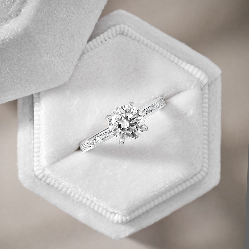 Emilia 1.28 ct Lab Grown Round Cut Channel Set Diamond Engagement Ring