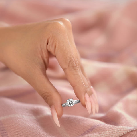 Emilia 1.78 ct Lab Grown Round Cut Channel Set Diamond Engagement Ring