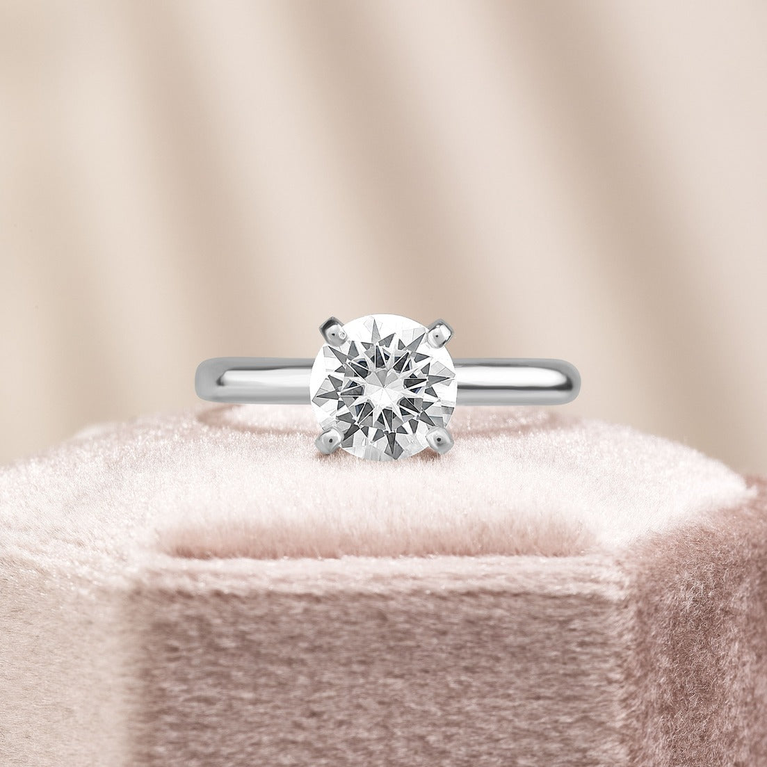 Violet 1 ct Lab Grown Round Cut Classic 4 Prong Diamond Engagement Ring