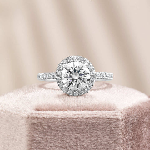 Lila 1.42 ct Lab Grown Round Cut Pave Halo Diamond Engagement Ring