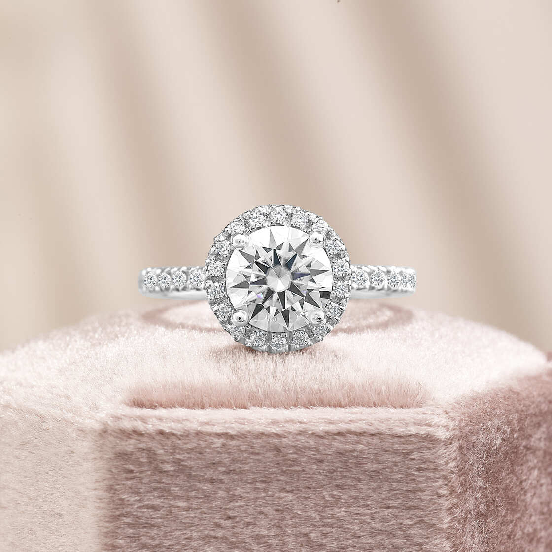 Lila 1.92 ct Lab Grown Round Cut Pave Halo Diamond Engagement Ring
