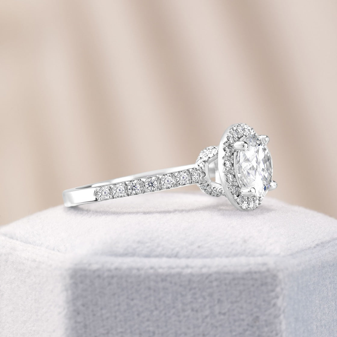 Lila 2.92 ct Lab Grown Round Cut Pave Halo Diamond Engagement Ring