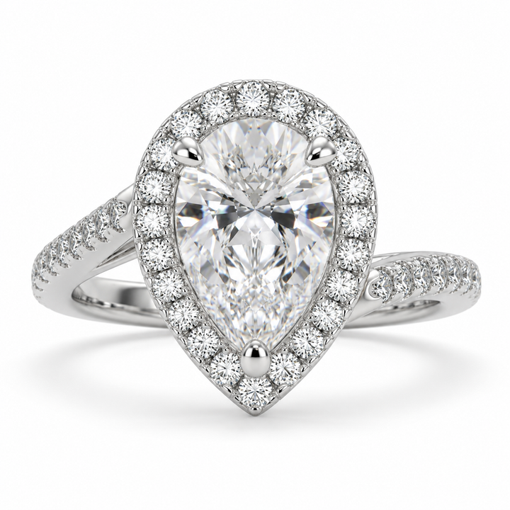 Paloma 4.35 Carat Pear Cut Pave Halo Engagement Ring