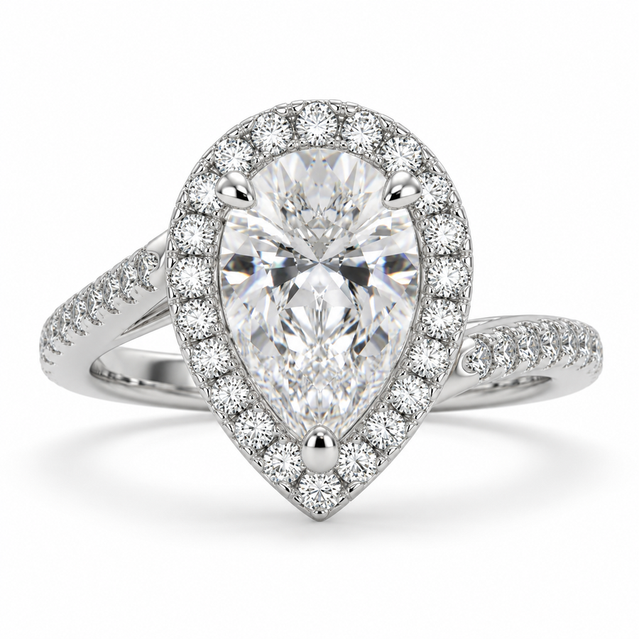 Paloma 4.35 Carat Pear Cut Pave Halo Engagement Ring