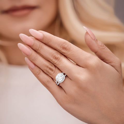 Sarah 2.91 ct Lab Grown Cushion Cut Split Shank Pave Diamond Engagement Ring