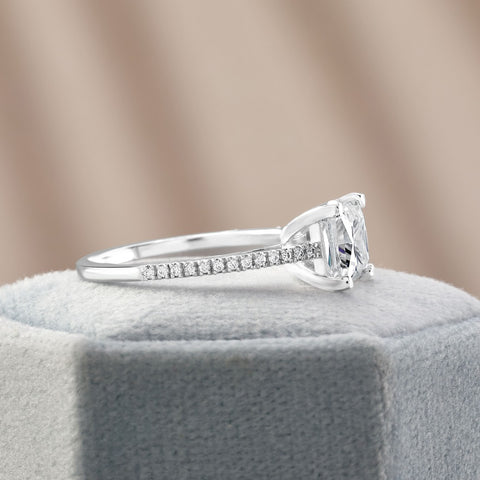 Sophie 1.39 ct Lab Grown Princess Cut Classic Pave Diamond Engagement Ring