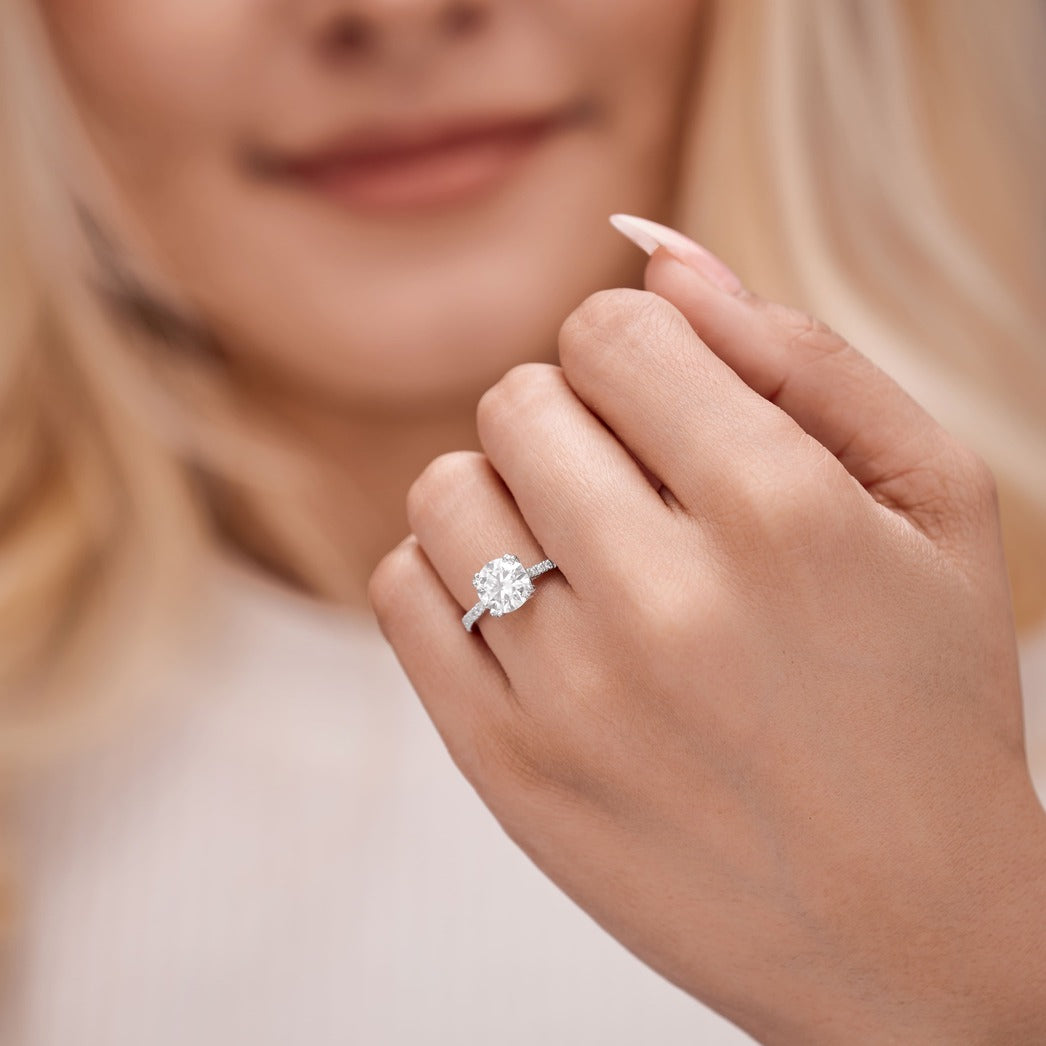 Ivy 3.05 ct Lab Grown Round Cut Classic 6 Prong Diamond Engagement Ring