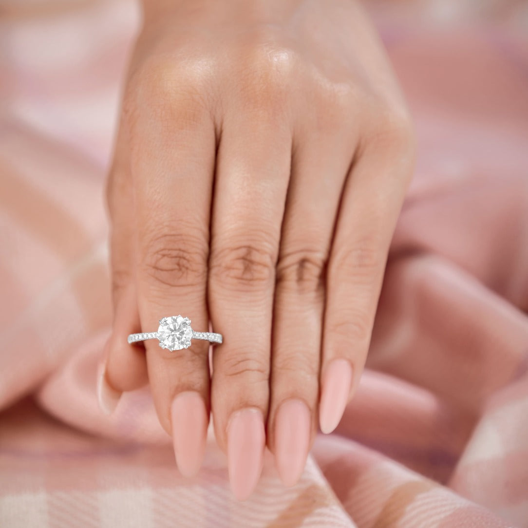 Ivy 2.05 ct Lab Grown Round Cut Classic 6 Prong Diamond Engagement Ring