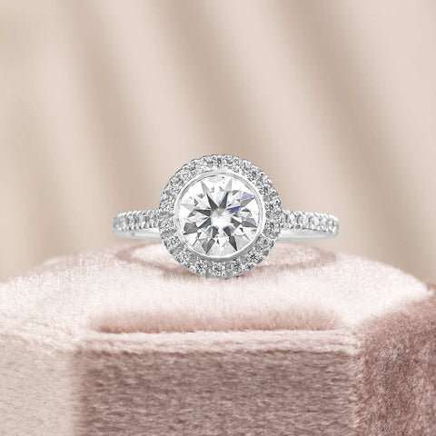 Maya 2.92 ct Lab Grown Round Cut Classic Pave Diamond Engagement Ring