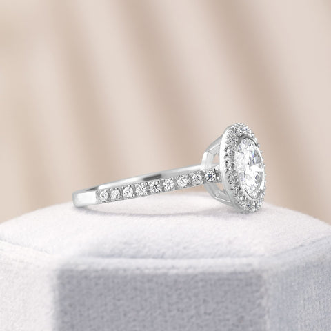 Maya 2.92 ct Lab Grown Round Cut Classic Pave Diamond Engagement Ring