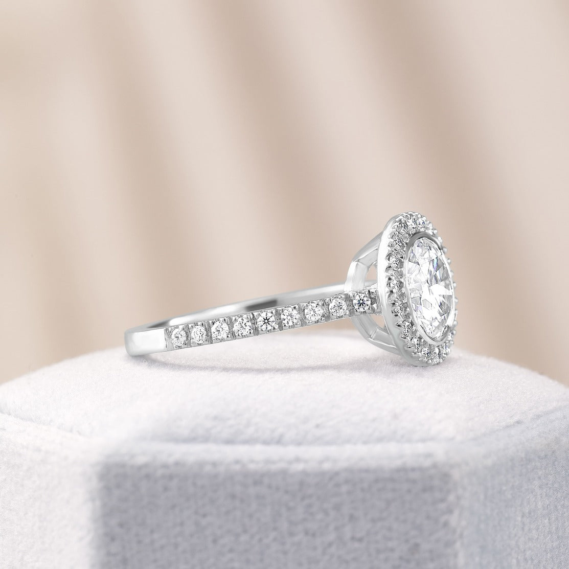 Maya 3.42 ct Lab Grown Round Cut Classic Pave Diamond Engagement Ring