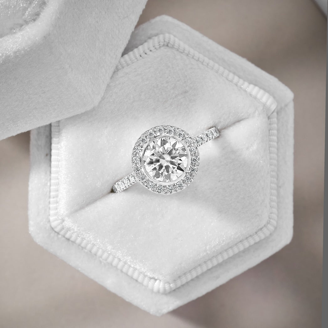 Maya 1.42 ct Lab Grown Round Cut Classic Pave Diamond Engagement Ring