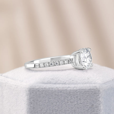 Cora 2.75 ct Lab Grown Round Cut Classic Pave Diamond Engagement Ring