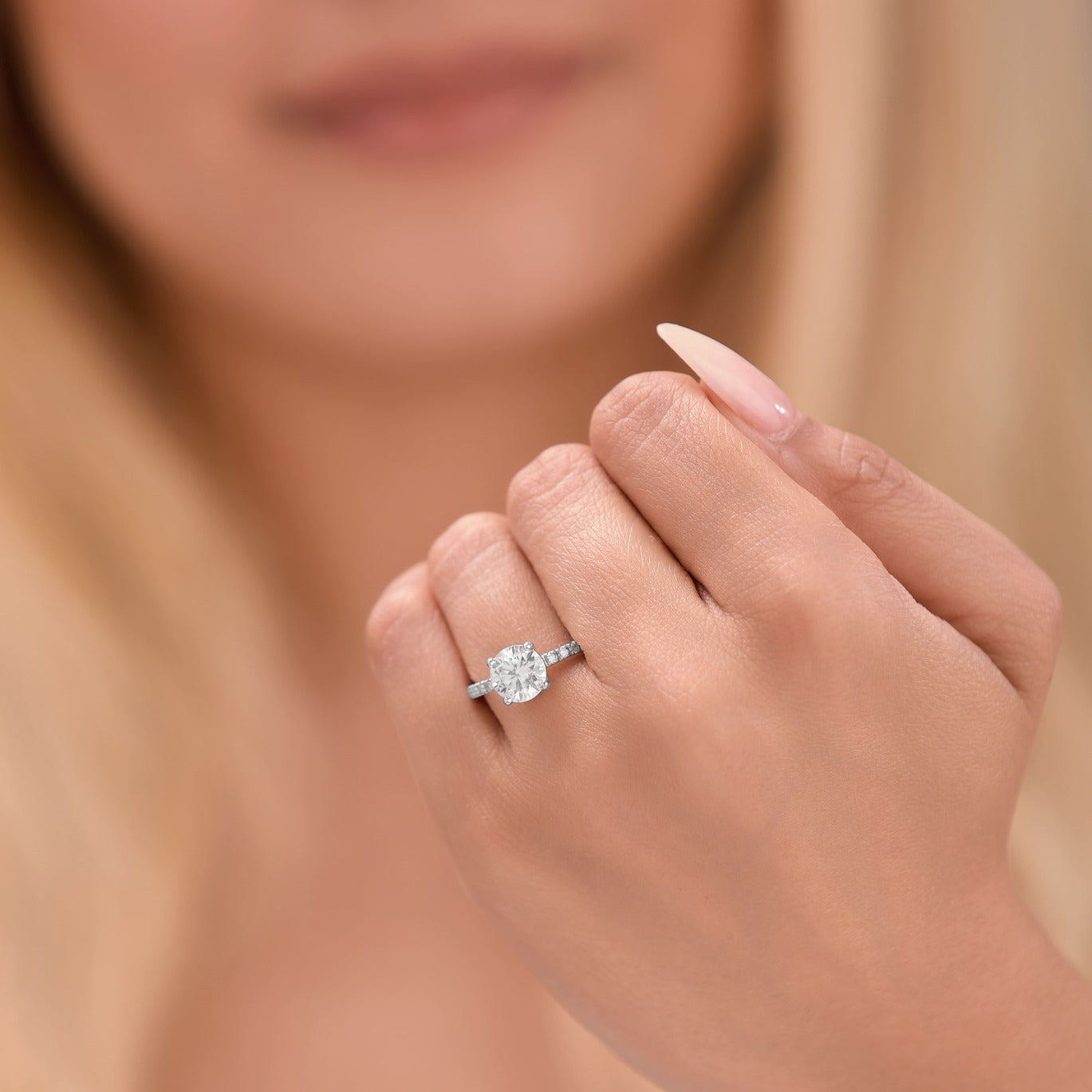 Cora 2.25 ct Lab Grown Round Cut Classic Pave Diamond Engagement Ring
