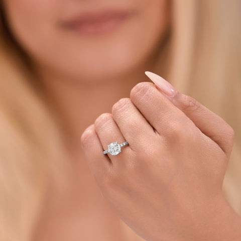 Cora 3.25 ct Lab Grown Round Cut Classic Pave Diamond Engagement Ring