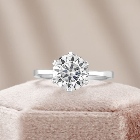Cora 2.5 ct Lab Grown Round Cut Classic 6 Prong Diamond Engagement Ring