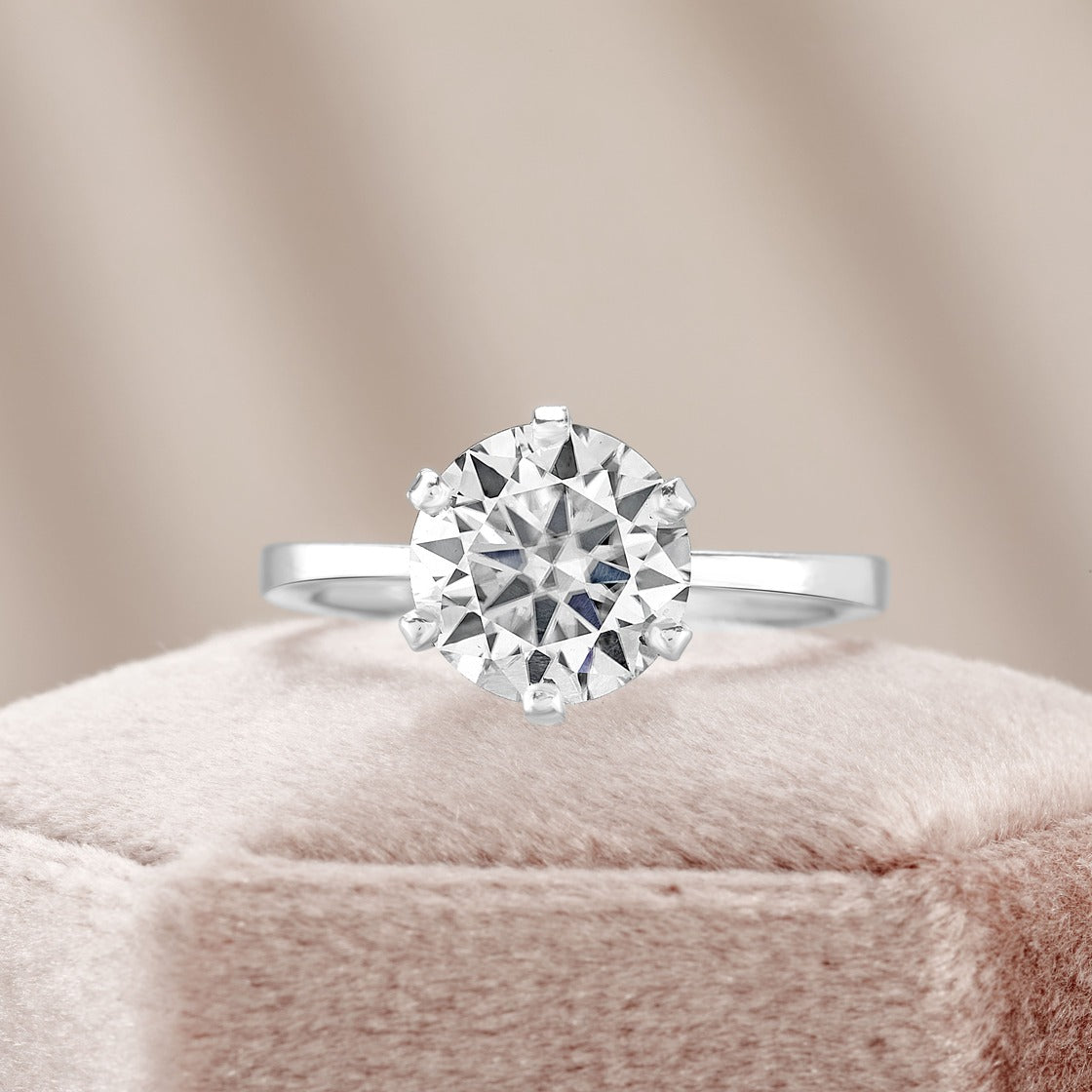 Cora 1 ct Lab Grown Round Cut Classic 6 Prong Diamond Engagement Ring